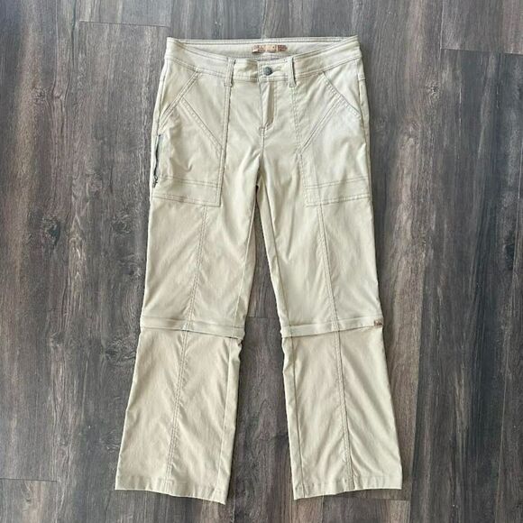 Prana Monarch Convertible Pants Shorts Hiking Khaki Tan Stretchy Women's Size 8 - Picture 1 of 7